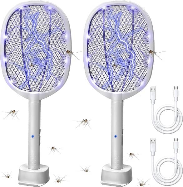 2Pack of 2in1 Electric Bug Zapper Racket closetsamples