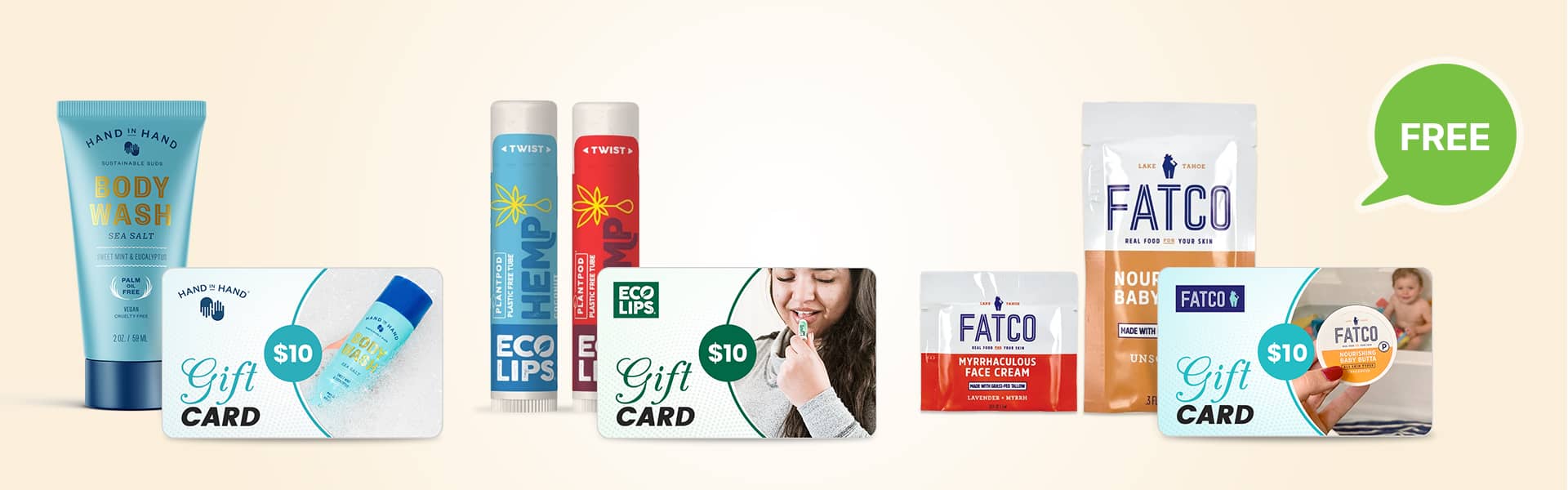 FREE Natural Beauty Products from Hand in Hand Eco Lips and FATCO Just Pay Shipping Closetsamples