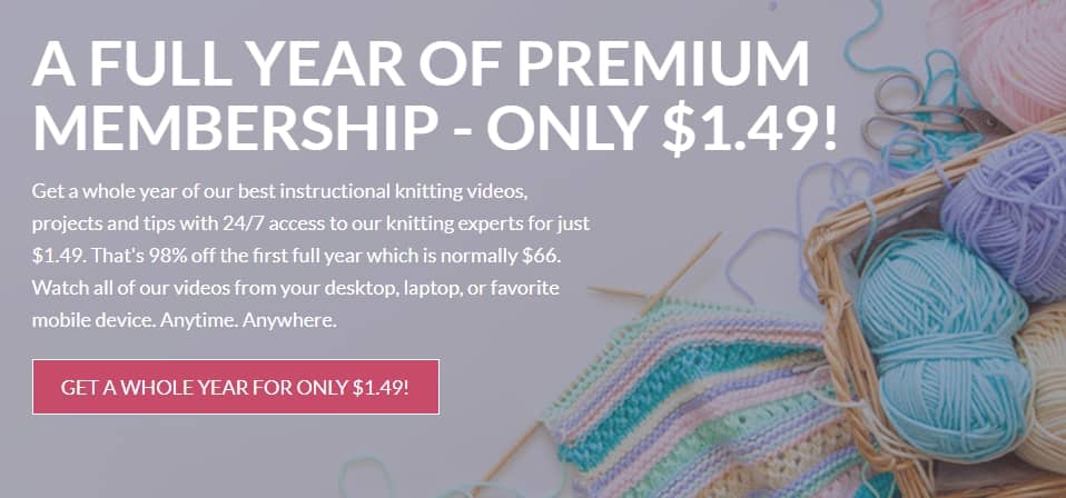 Join The Knitting Circle Premium 1-Year Membership for $1.49 (Reg $66)