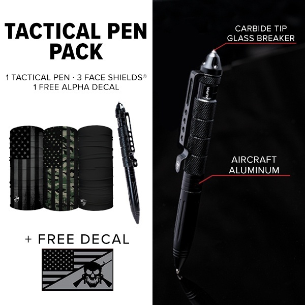 Alpha Defense Tactical Pen Pack with Face Shields and FREE Decal closetsamples