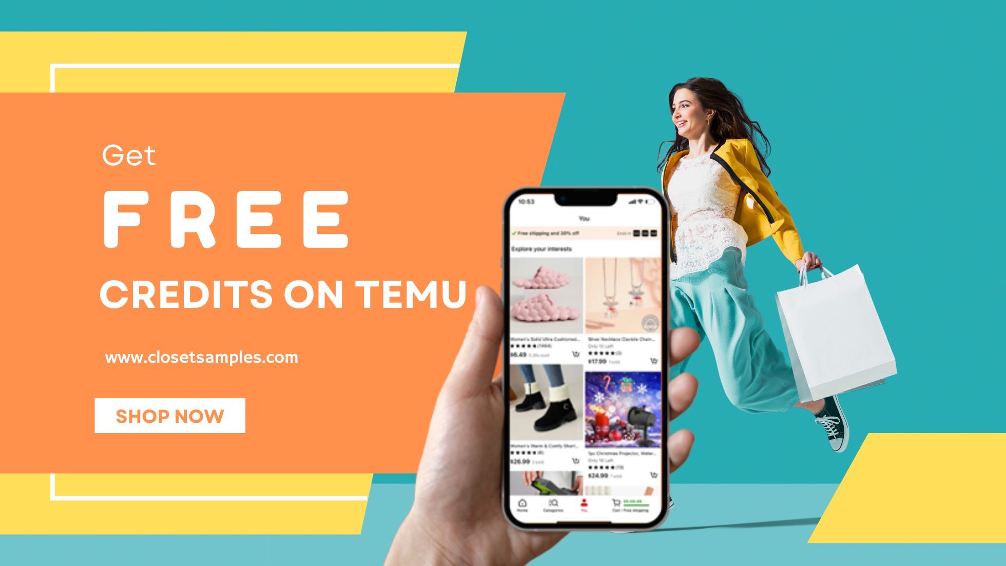 Get FREE Credits on the Temu App closetsamples