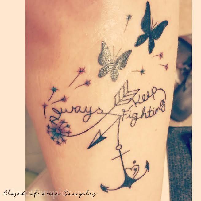 Always Keep Fighting Dandelion Infinity Arrow Anchor Tattoo