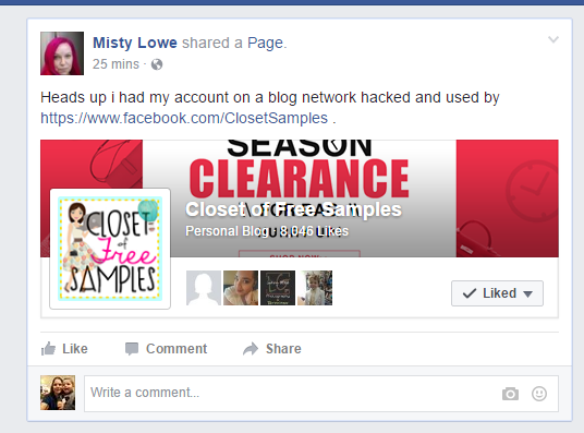 WARNING! False Information about Closet of Free Samples is being Spread by Misty Lowe